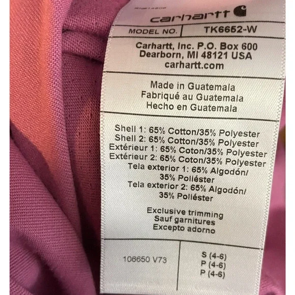 Women's Small Carhartt Force Relaxed Fit Midweight Pocket Pink T-Shirt - Picture 6 of 6